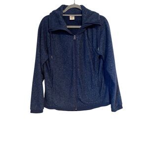 Avia Jacket Women's M Blue White Full-Zip Drawstring Collar Cozy Casual Comfy